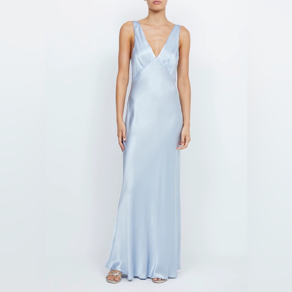 Bec & Bridge Sky Blue Satin Midi Dress